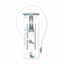 Hydrock Contour 3L / 100 fl oz hydration bladder in white with blue and gray accents, featuring a transparent drinking tube and a measurement scale on the side, shown on a white background.