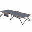 Foldable camping cot with orange accents on a white background