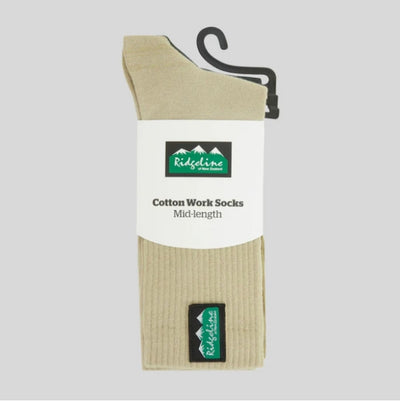 Ridgeline Cotton Light Work Socks Mid Length (Pack of 3)
