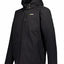 Black jacket with a brand logo on a white background