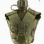 Green canteen in a camouflage pouch on a white background