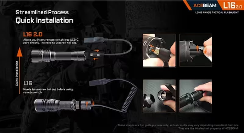 Acebeam L18 Compact 1500 lumen 1000m Throw Long-Range Tactical LED Torch