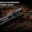 Acebeam flashlight with power indicator display on a dark background