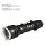 Black flashlight with specifications on a white background