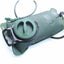 Green hydration bladder with valve on a white background