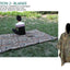 Rectangular raincoat used as a floor mat on grass with camouflage design