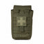 Green tactical pouch with a medical cross patch on a white background