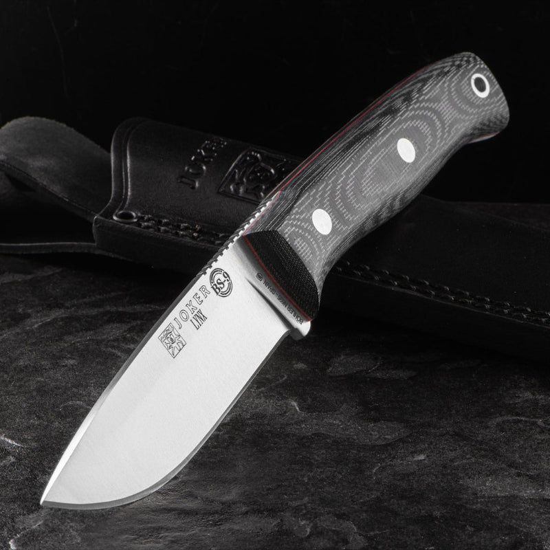 Knife with a wooden handle on a dark background