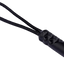 Black leather whip with decorative handle on a white background