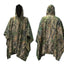 Camouflage poncho shown from front and back on a white background