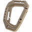 Tan carabiner on a white background