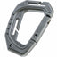 Gray carabiner on a white background