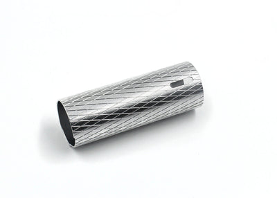 A silver-colored diamond pattern wrapped cylinder, likely made of metal, commonly used as a component for airsoft guns.