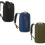 Three Highlander Urban RockHopper DaySack backpacks in black, blue, and green colors, displayed upright with visible brand logo.