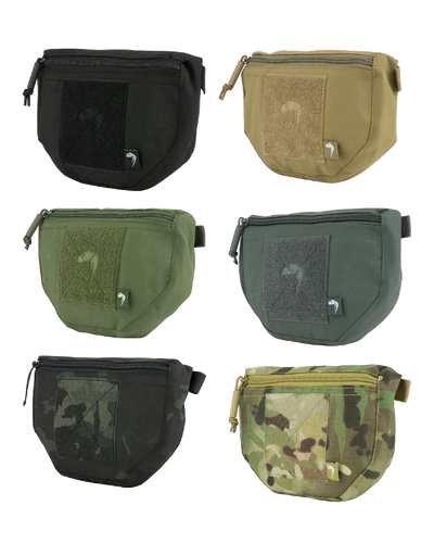 A collection of Viper Tactical scrote pouches in various colors including black, brown, green, gray, and camouflage. Each pouch features Velcro attachment and is designed for carrying small items.